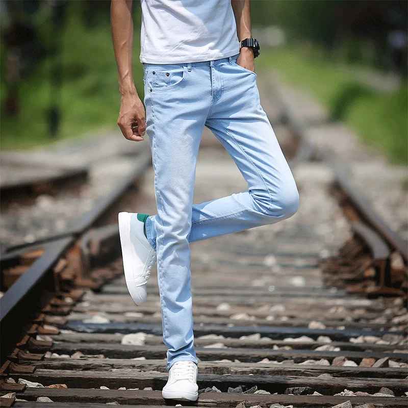 Summer 2022 Fashion Casual Hip Hop Thin Trendy Personality Fashion Jeans Men's Stretch Feet Korean Slim Stretch Pencil Pants