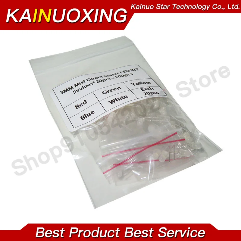 100 шт., F3 3 мм F5 5 мм, туманообразующие зеленые, желтые, синие, белые, красные