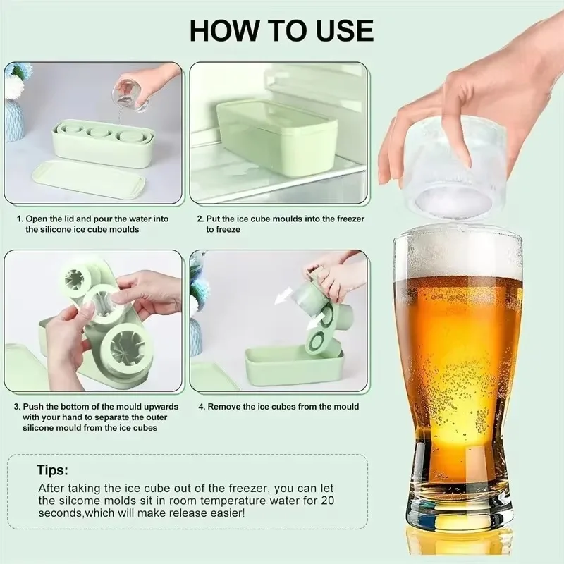 1pc Silicon Ice Cube Mold Stanley Kitchen Bar Tools Beverage Chiller  Cocktail  Mold  Summer  Ice Mold Ice  Cream Mold  Durable 3