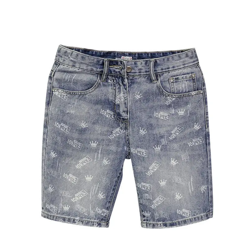 22 Year Denim Shorts Men's Summer Korean Style Printed Korean Style Casual Pants