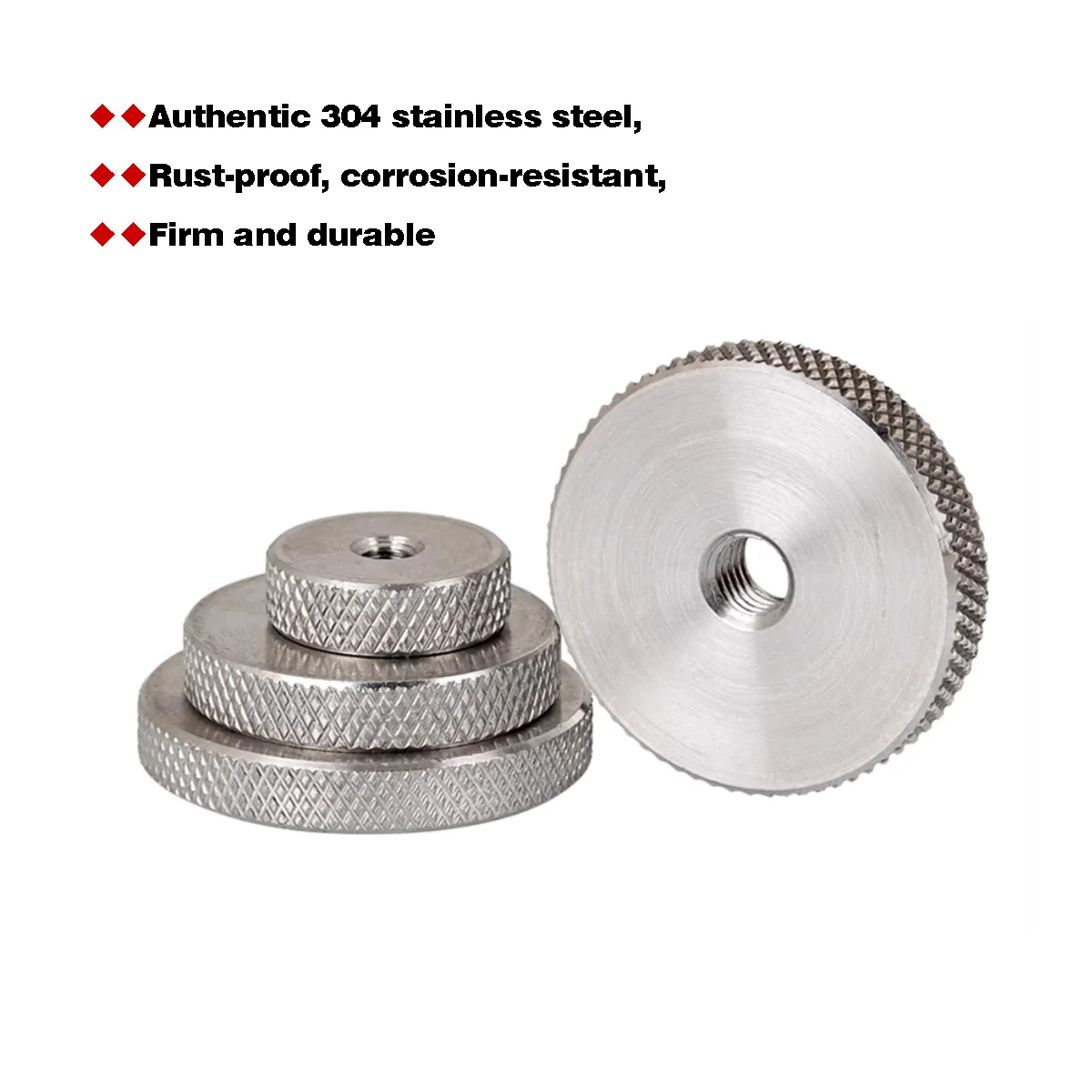 M3 M4 M5 M6 M8 M10 M12 304 Stainless Steel Flat Knurled Nut Thin Hand Screwed Nut Knurled Round Thickness3.5/4/5/6mm