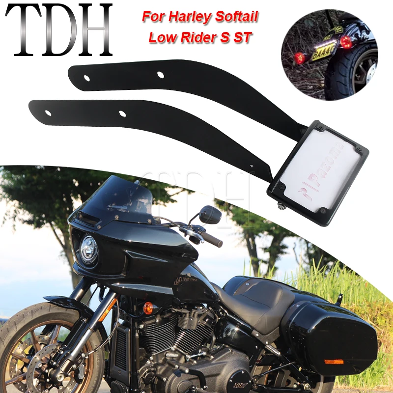 

Motorcycle License Plate Frame Tag Aluminum Steel Plate Protector Holder Rear License Plate Tools For Harley Low Rider Softail