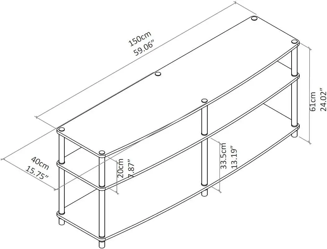 Designs2Go 3 Tier 60" TV Stand, Faux Birch