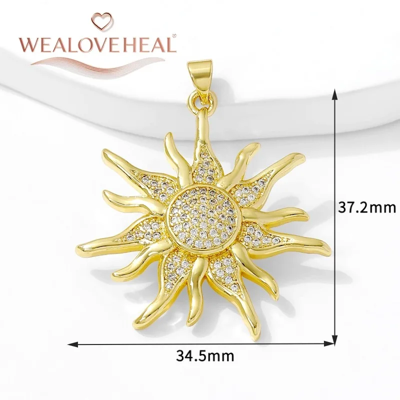 18K vergoldetes Messing Metall Zirkonia Sonne / Kreuz / Hufeisen / Chilischote / Flügel Anhänger Charms zur Schmuckherstellung – Detail 29