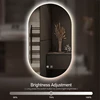 Oval Smart Vanity Bathroom Mirror High Quality Refection Three Color Brightness Dimmer With Anti-fog LED Hotel bath Mirror 4