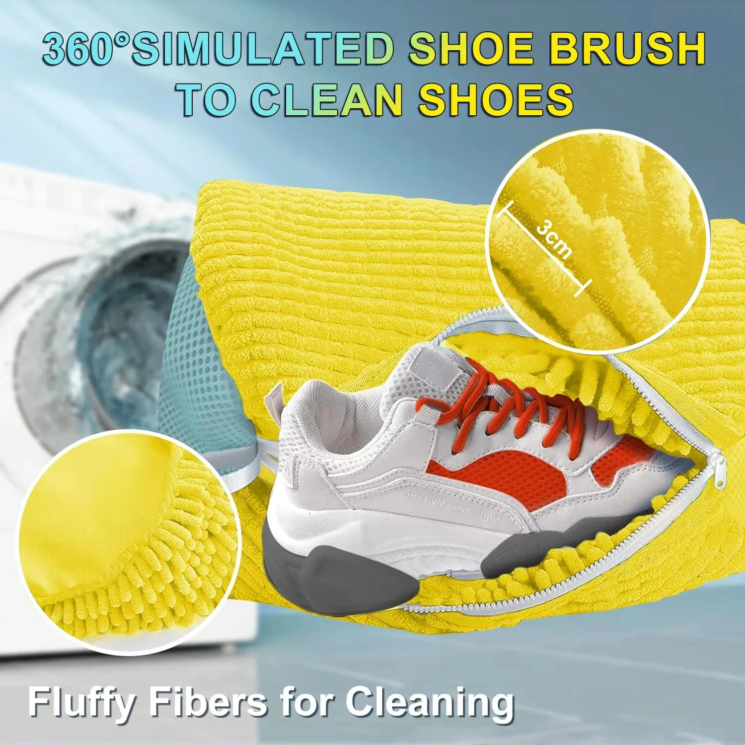 1/2PCS Washing Shoes Bag Cotton Laundry Fluffy Fibers Easily Remove Dirt Washing Bags Anti-Deformation Shoes Clothes Organizer 4