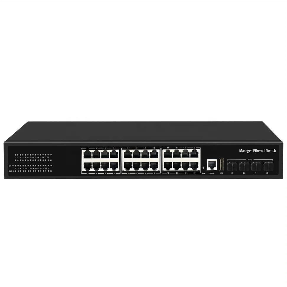 

Hot sale security accessories 26 Ports 10/100/1000M PoE Switch with 2 port SFP gigabit uplink network Switch