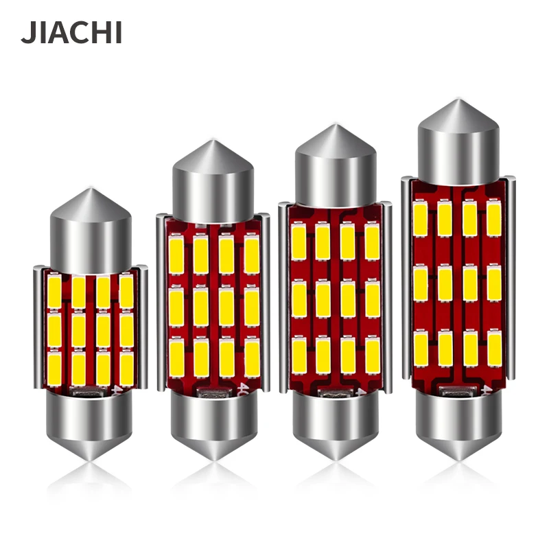 

JIACHI 4 шт. C5W C10W светодиодная гирлянда Canbus лампа 31 мм 36 мм 39 мм 42 мм 12-24 В лампа для салона автомобиля Купол для Чтения номерного знака светильник белый
