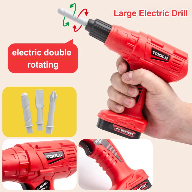 42PCS Tool Box Set Toy Simulation Repair Play House Toy Boy Repair Electric Drill Screwdriver Play House Complete Set 3