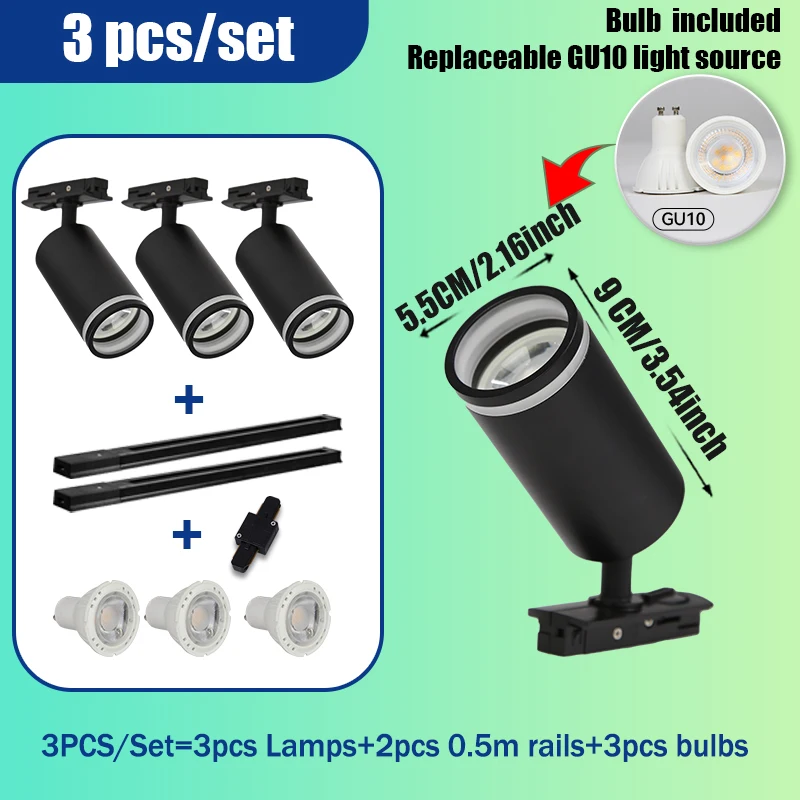 3 lights set black