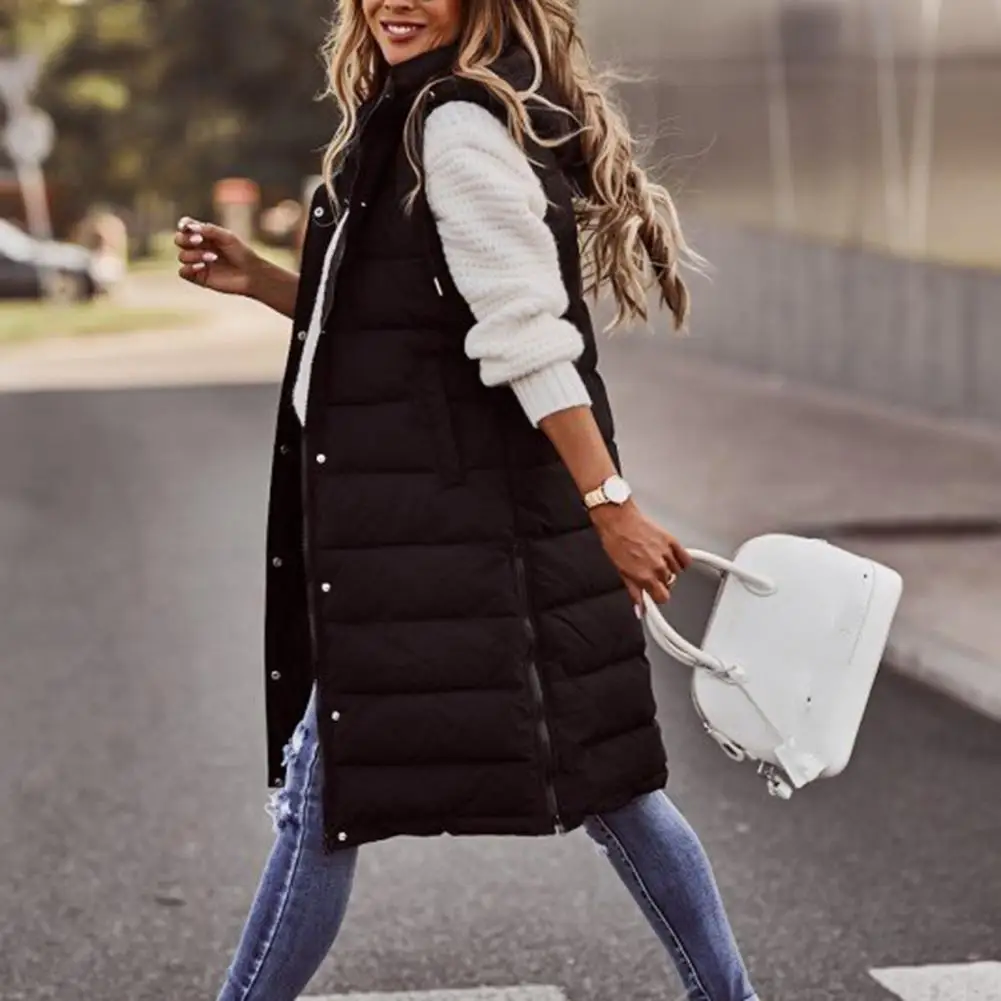 

Sleeveless Women Jacket Stylish Women's Winter Vest Padded Sleeveless Hooded Stay Warm in This Slim Fit Mid Length Waistcoat