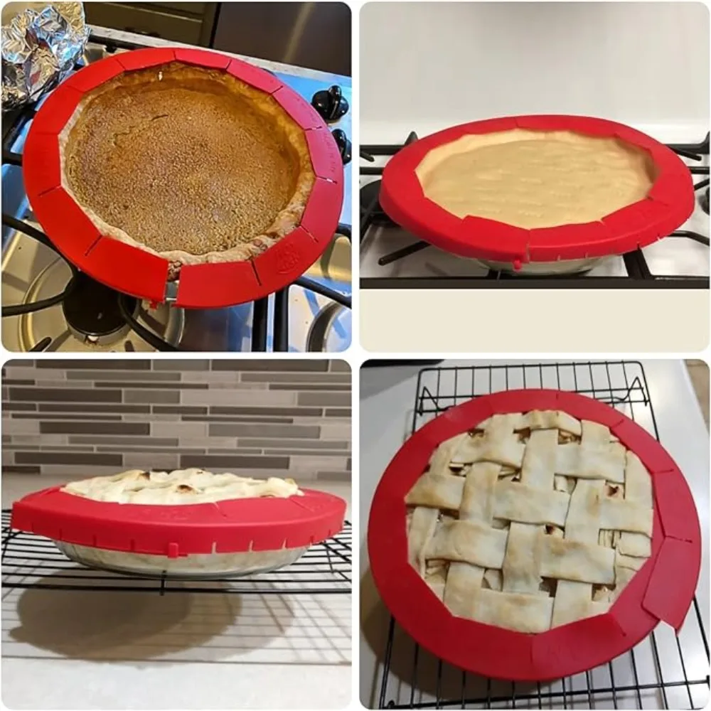 2 PCS Pie Crust Shield Adjustable Pie Crust Covers for Edges of Silicone Crust Protectors when Baking