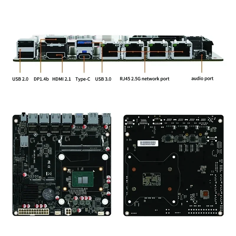 6-Bay NAS Motherboard N100 N150 i3-N305 N355 Intel 4x i226-V 2.5G LANs Mainboard 2*NVMe 6*SATA3.0 DDR5 Mini ITX PCIex1 Type-C 3