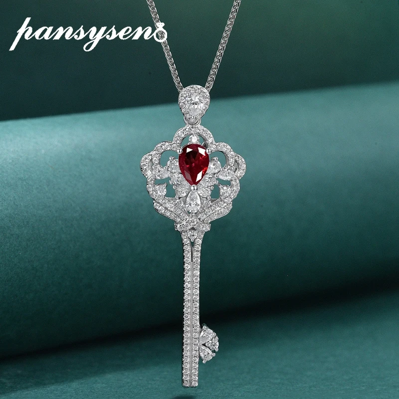 

PANSYSEN Новое поступление 925 серебро пробы 0.5ct грушевидный рубиновый Сапфир с высоким содержанием углерода бриллиант для женщин и мужчин