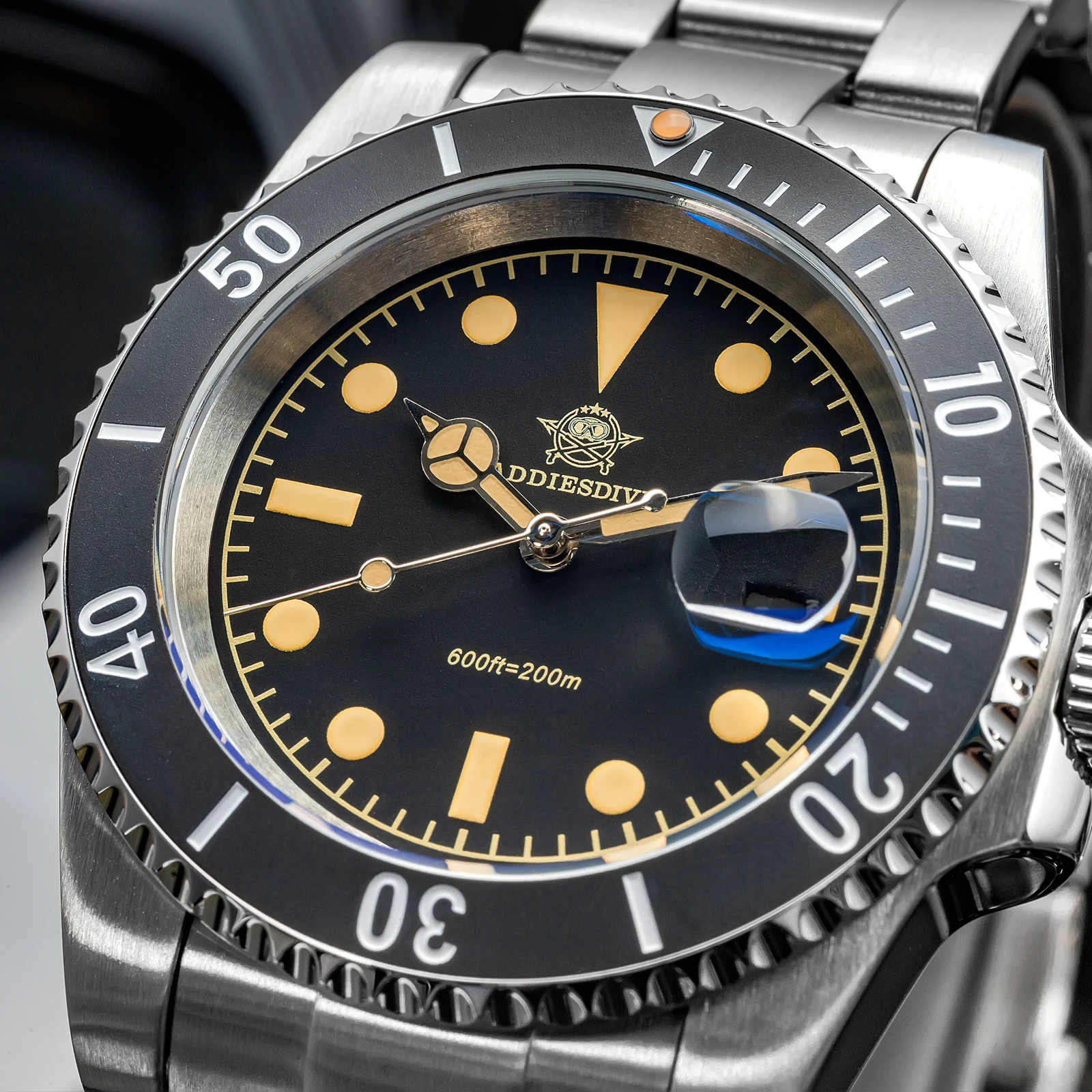 ADDIESDIVE 41mm Dail Stainless Steel Watches Men's Business Leisure Quartz Watch Waterproof Ourdoor Sports 200M Dive WristWatch