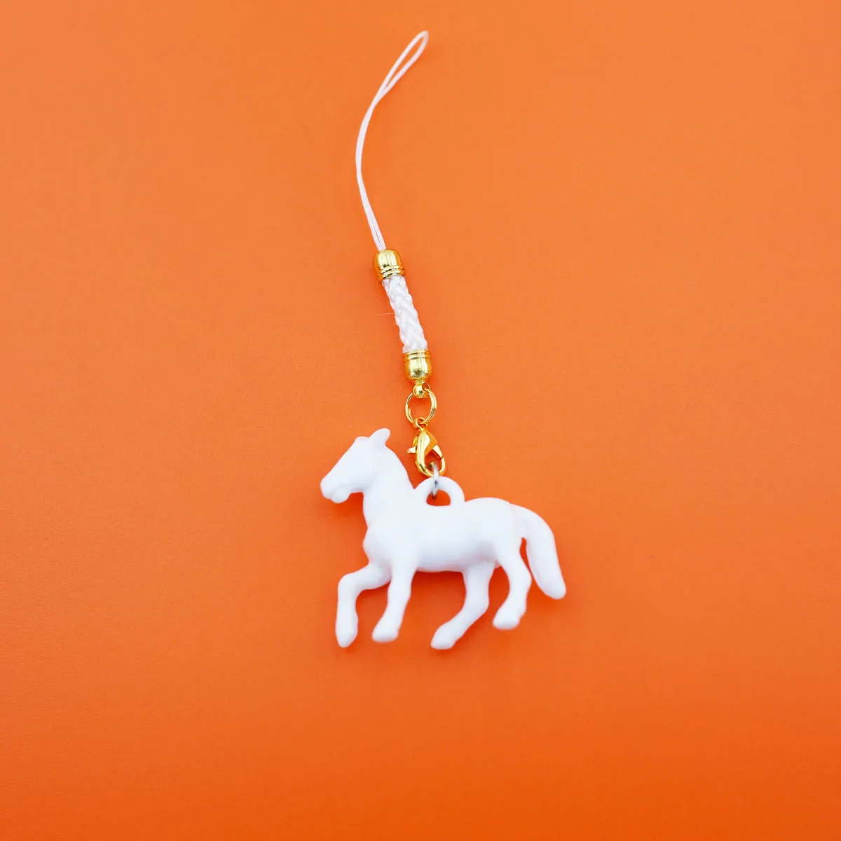 Elegant Dual Horse Mobile Phone Pendant Lanyard - Black and White Design