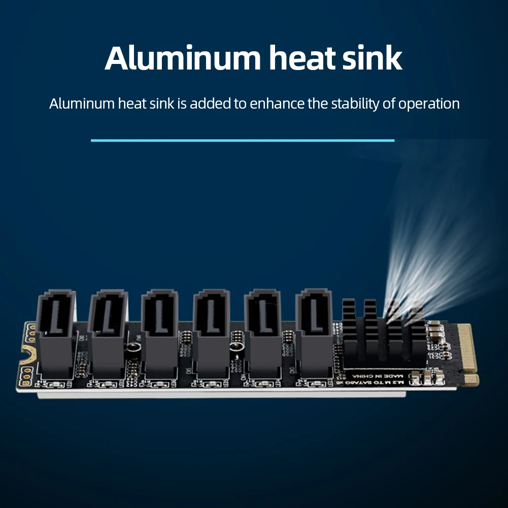 M2 M-EKY PCIE3.0 To SATA6G Docking Expansion Card 6 Port Transfer Expansion Card PCI Expansion Card for Hard Disk Support SATA
