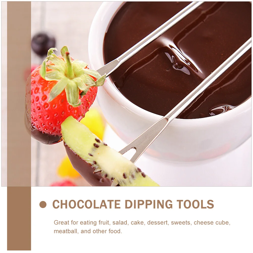 12Pcs Stainless Steel Fruit Forks Chocolate Dipping Tools Fondue Set Marshmallow Roasting Skewers Barbecue Forks Cheese Fondue