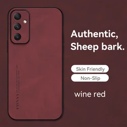 Premium Sheepskin Leather Shockproof Phone Case - Galaxy M23 (Wine red)