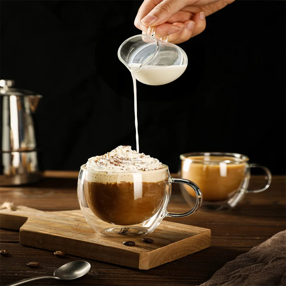 Café,Double tasse isolante en verre transparent,sans peur de la chaleur