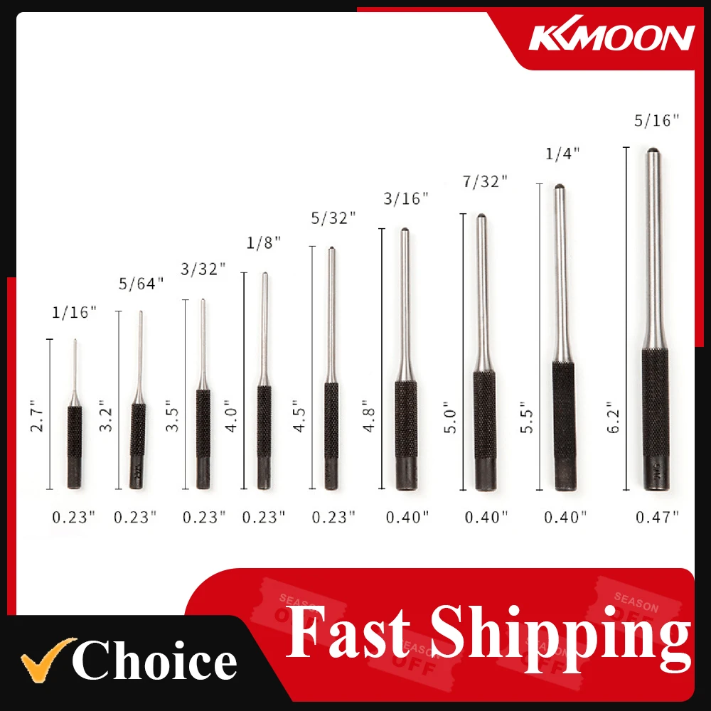 9PiecesRollPinPunchSetSteelPunchesHandPinRemovingToolwith