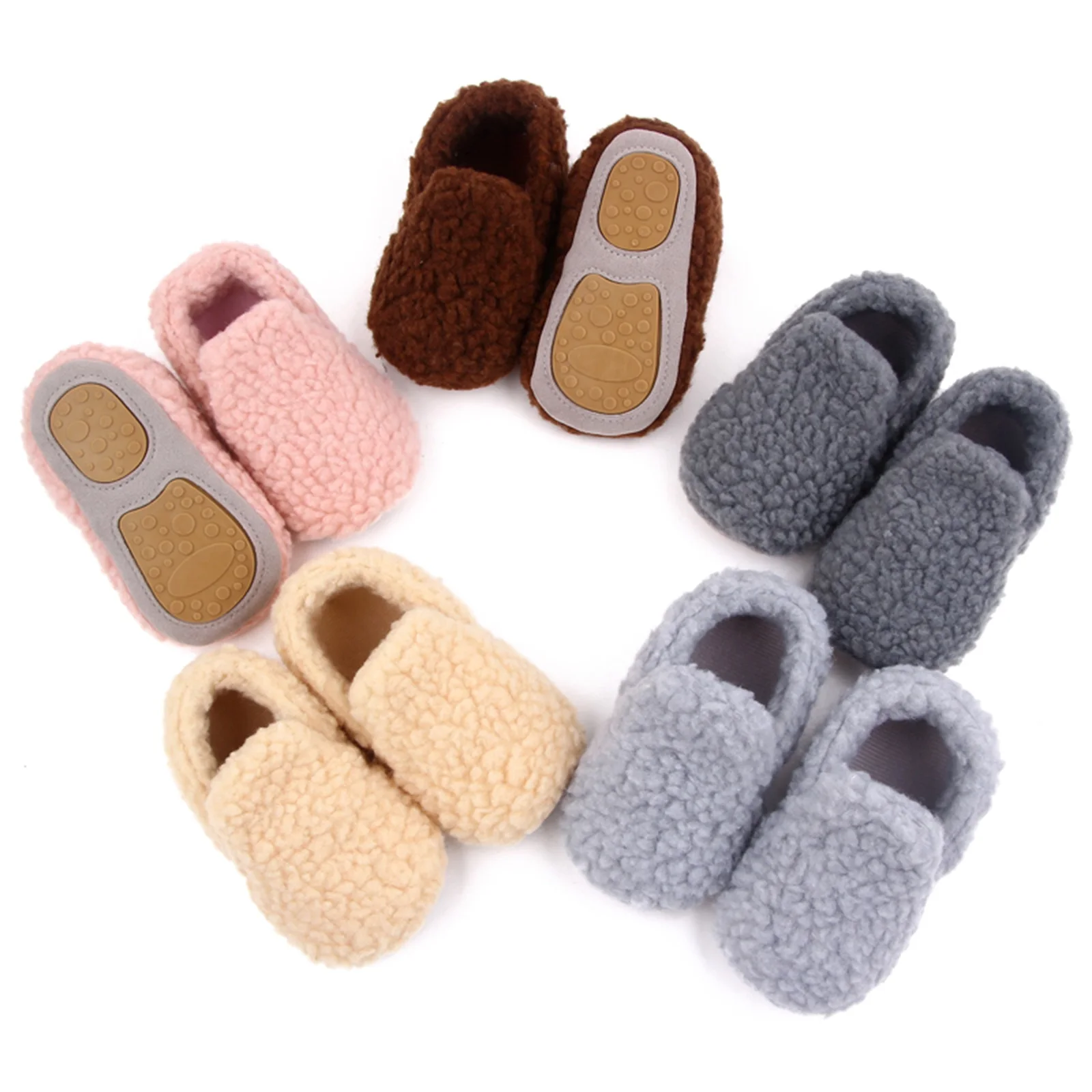 Infant Newborn Baby Slippers Toddler Girls Boys Prewalker Trainers First Walker Fur Winter Warm Baby Anti-slip Crib Shoes