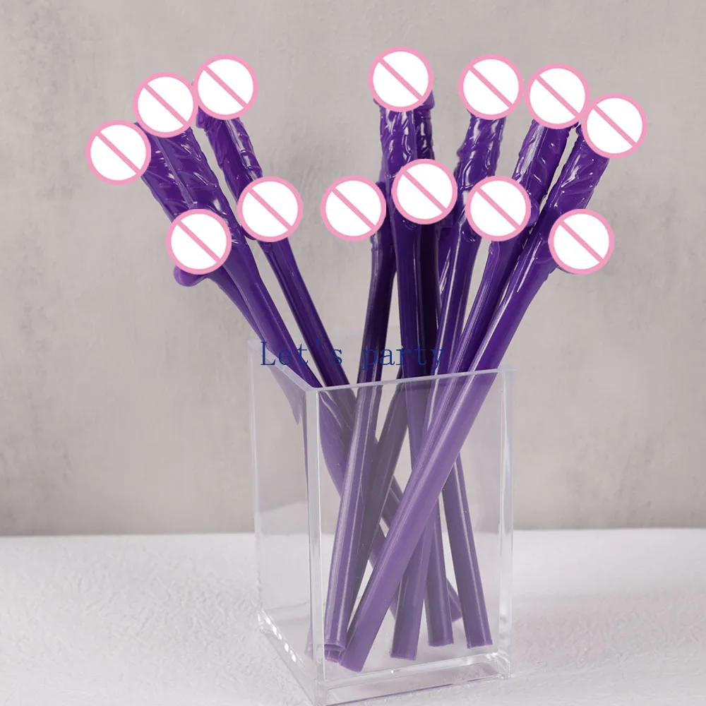 20Pc Novelty Bachelorette Party Penis Straws Plastic Nude Dick Drink Straw for Hen Party Night Bar Wedding Team Bride Decoration