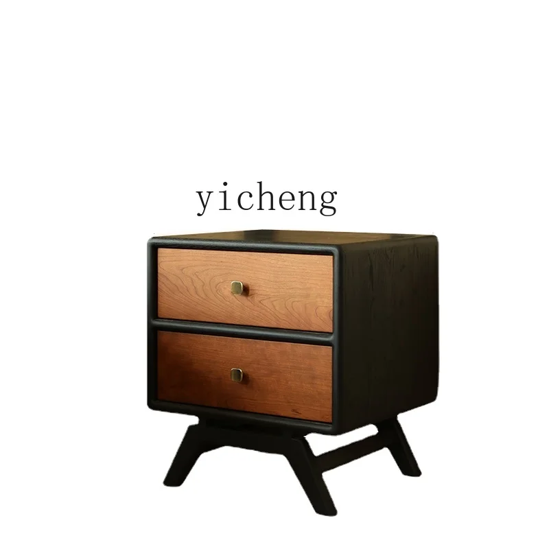 

Yy Bedside Table Solid Wood Retro Simple Storage Cabinet Bedroom Locker Nanyang Style Low Cabinet