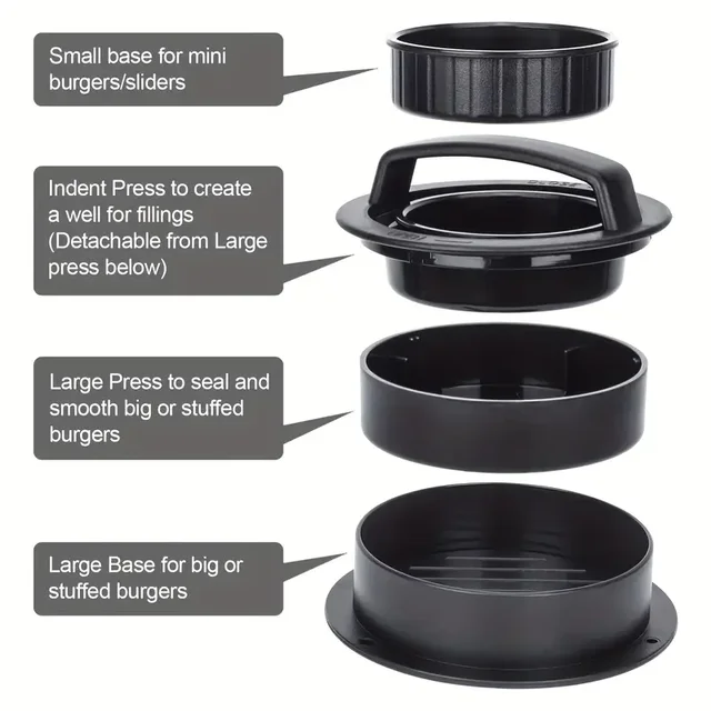 Burger Press Mold & Patty Press Maker -3 in 1 stuffed hamburger patty maker Perfect for Beef,Chicken Patties-Kitchen Press Tool 5