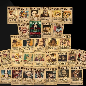 원피스 바운티 두꺼운 크래프트 종이 포스터 애니메이션 루피 빨대 모자, 해적 4 황제 오카 시치부카이 벽지, 룸 데코