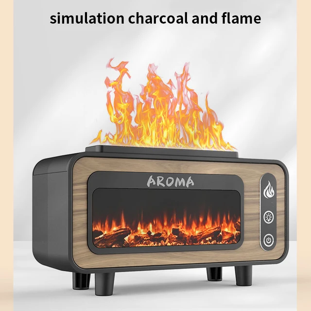 Fireplace Diffuser 7 Colors LED Ultrasonic Aroma Essential Oil 3D Simulated RGB Fire Flame Air Humidifier for Home Office Use 5