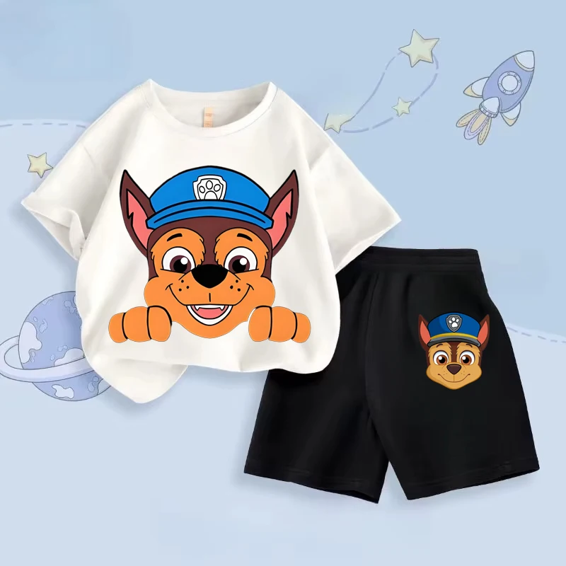 PAW Patrol Children's T-shirts Sets Boys Summer Short Sleeve Shorts Two Piece Sets Kids Outfits Breathable Casual Clothes Set 2