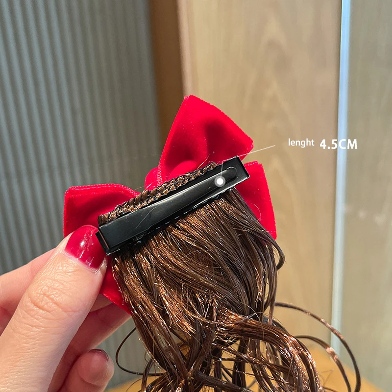 2 Pcs/Set Children Cute Chinese Knot Wig Bow Ornament Hair Clips Girls Lovely Sweet Barrettes Hairpins Kids Hair Acc