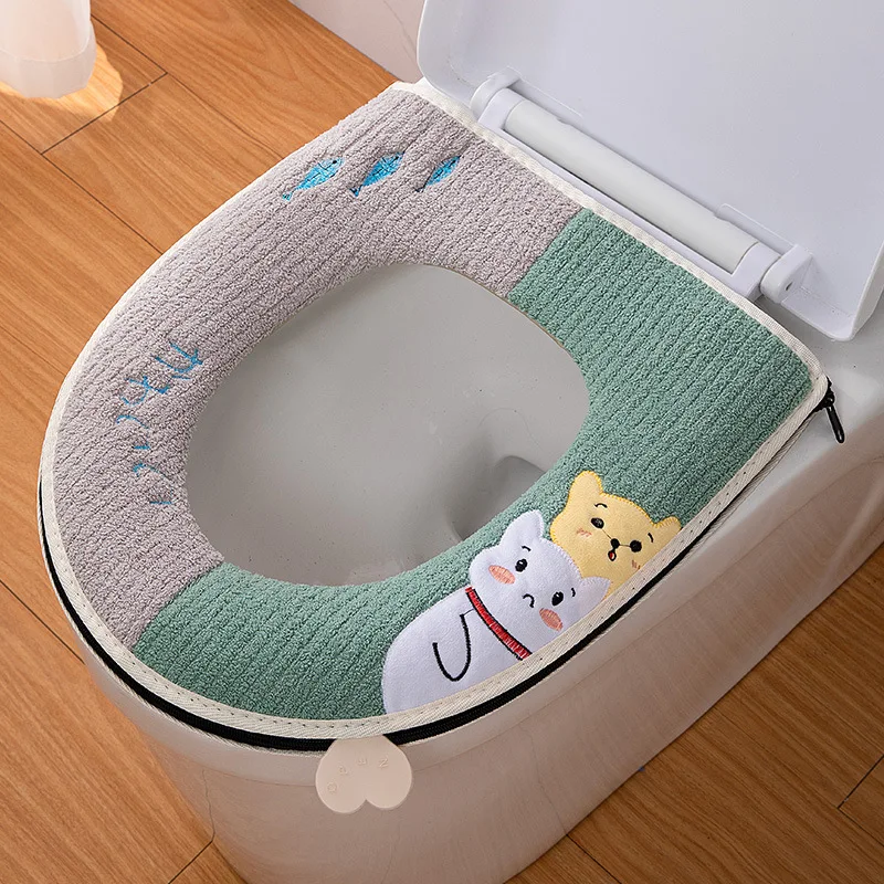 Cute Cat Toilet Seat Warm Cushion Home Four Seasons Universal soft Toilet pad Covers Winter Warmer Thickening Potty Mat WC cape