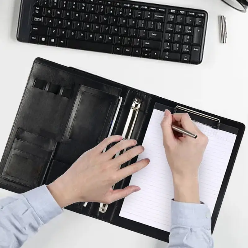 카드홀더 거치대 있는 다목적 폴리오 바인더 거치대, A4 문서 바인더 패밀리 파일 폴리오, 개인 모조 가죽