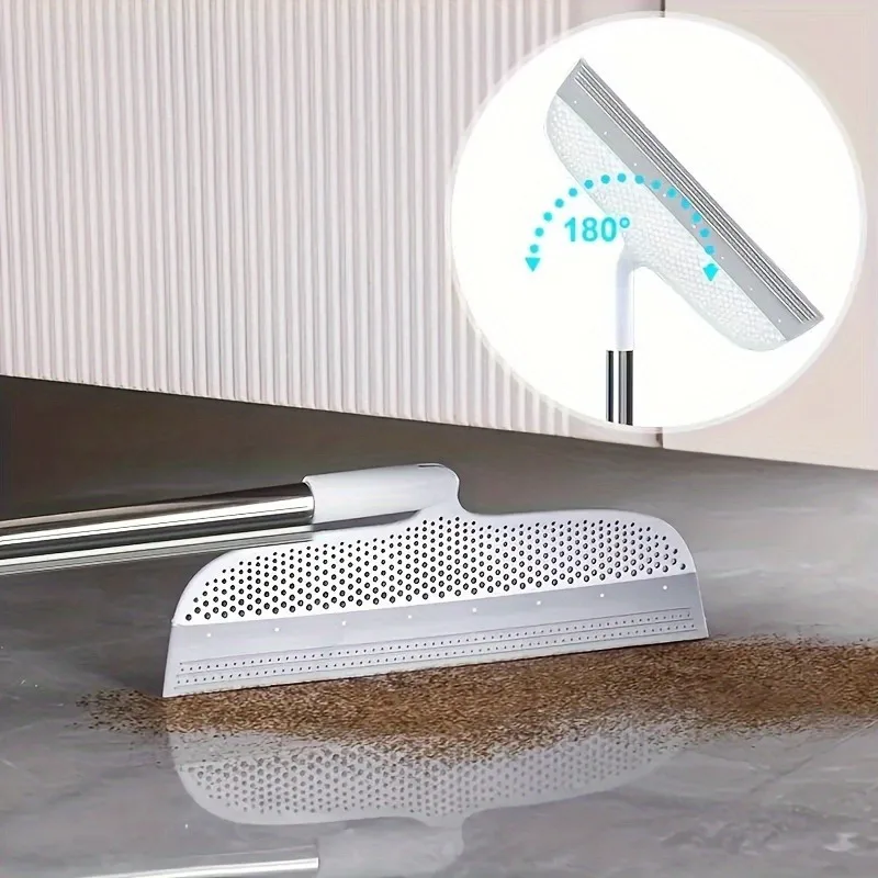 1PC Broom, Double-sided Silicone Scraper, Household Wiping Broom, Easy To Remove Hair and Dust, Cleaning Tool, Detachable Head