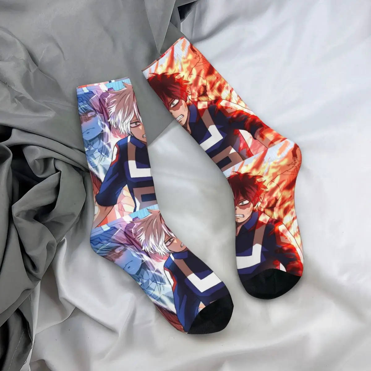 Funny compression Sock for Men Cry Hip Hop Harajuku My Hero Academy Youth Blood Happy Seamless Pattern Printed Boys Crew Sock