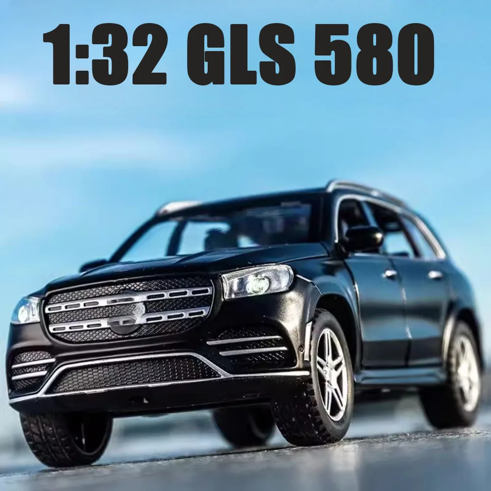 

1/32 GLS 580 строительные игрушки, имитация корпуса из сплава, открывающийся автомобиль с шестью дверями со звуком и фотоэлементами, коллекционные подарки для ребенка