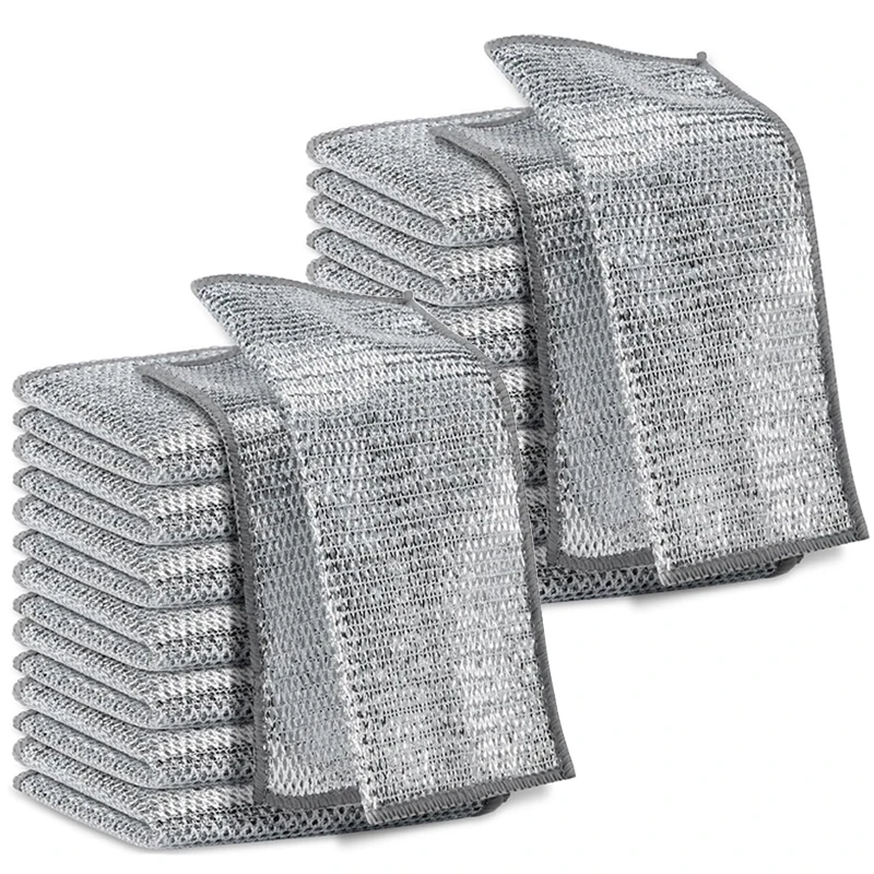 Set of Magic Dishcloths - Silver Wire Cleaning Cloths for Kitchen and Dishwashing