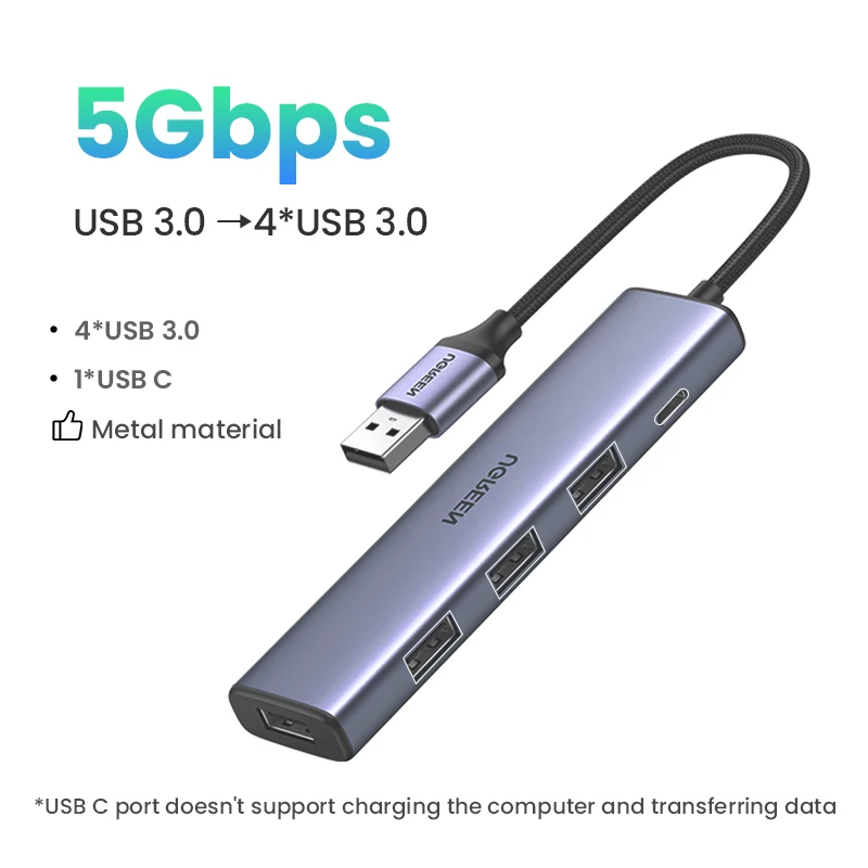 Oro MagiDeal USB C Al USB 3.0 Tipo C Adaptador Hub de Alta Velocidad de Metal Multipuerto de 4 Puertos Accesorios 