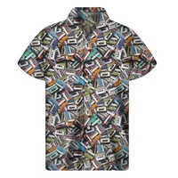 2024 Retro Music Tape Record 3D Print Shirt Summer Hawaiian Shirts Men Y2k Tops Street Lapel Aloha Blouse Button Short Sleeves 1