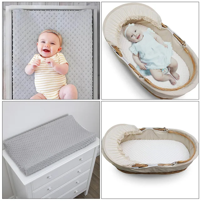 2Pcs Changing Pads Cover for Baby Polyester Changing Table Covers Infant Toddler Bedding Set Soft Comfortable White Gray Durable 3