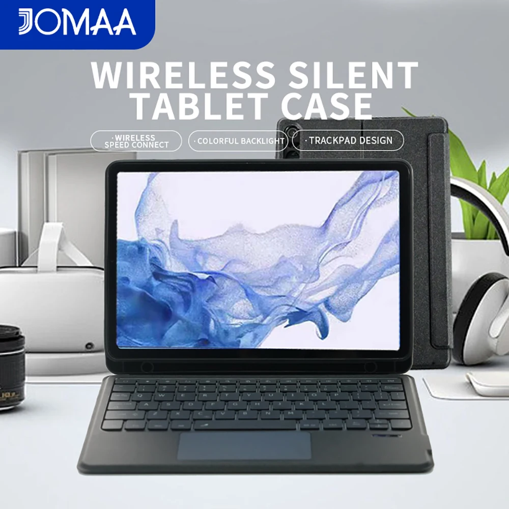 Bluetooth Wireless Keyboard Case with Touchpad RGB Backlit Rechargable Tablet Keyboard for Galaxy Tab S9FE+/S10 11/12.4/14.6Inch