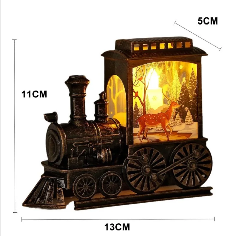 LED Night Lights Vintage Portable Train Lamp Christmas Eve Decoration Outdoor Hanging Lanterns Christmas Festive Party Decor