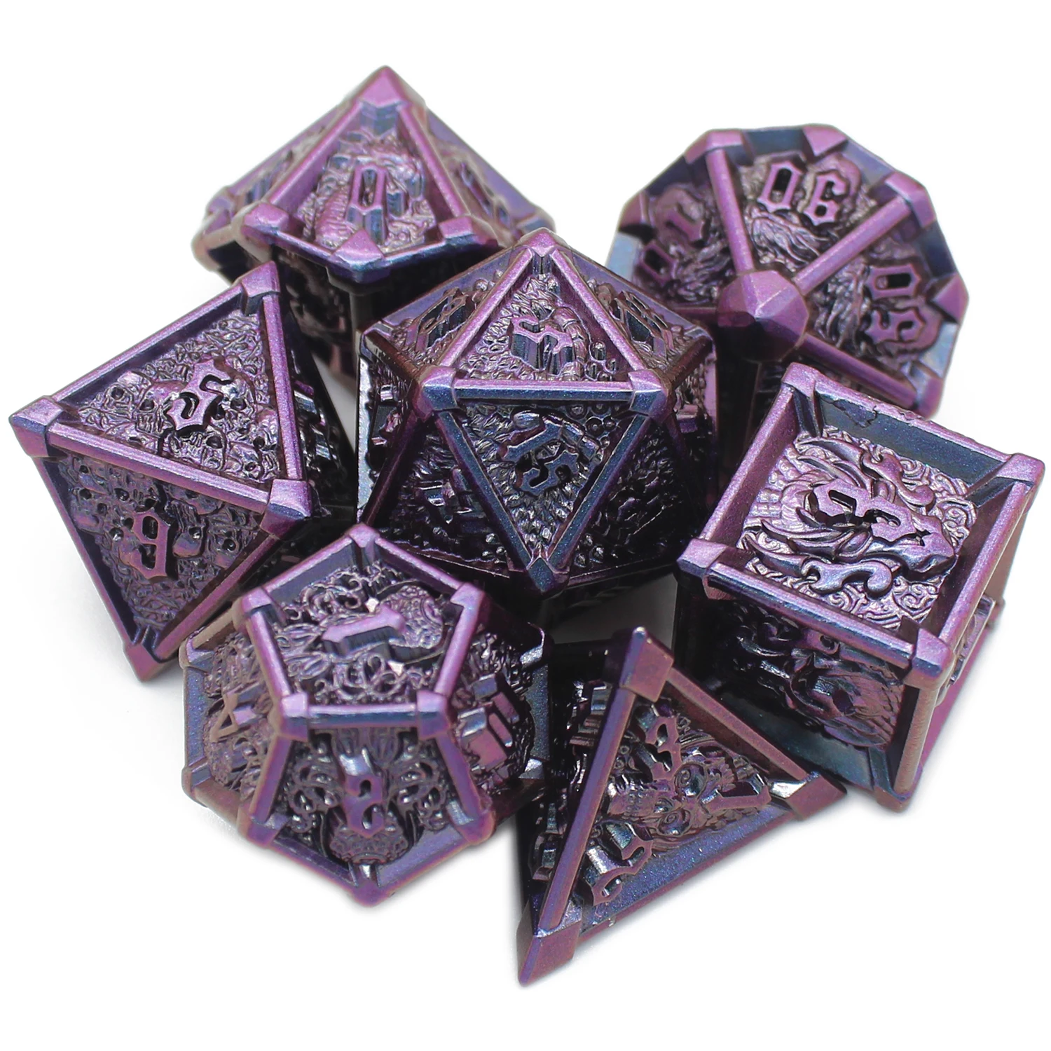 Polyhedral Metal Dice Set for Role Playing, Rpg Game, Pathfinder,Gift,DND, D & D, , 7 Pcs, Board Games ﻿