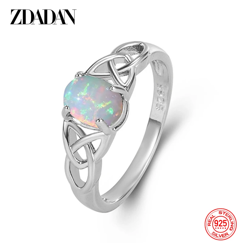 ZDADAN 타원형 오팔 반지 여성용 패션 주얼리