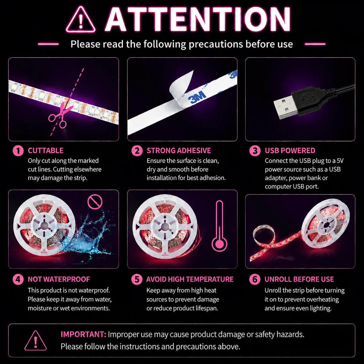 Vibrant LED Light Strip with Remote Control – USB Powered for Versatile Home and Holiday Décor
