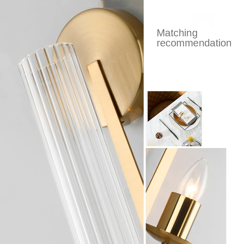 Modern Wall Lamp Glass Gold American Nordic Sconce Retro vintage Living Room Bedroom Porch Aisle Balcony Dining Decor Light led wall lamp wall sconces light wall lamp