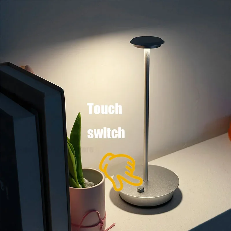

Simple LED Rechargeable Touch Metal Table Lamp Three Colors Bedside Creative Ambient Light Bar Outdoor Decoration Night Light