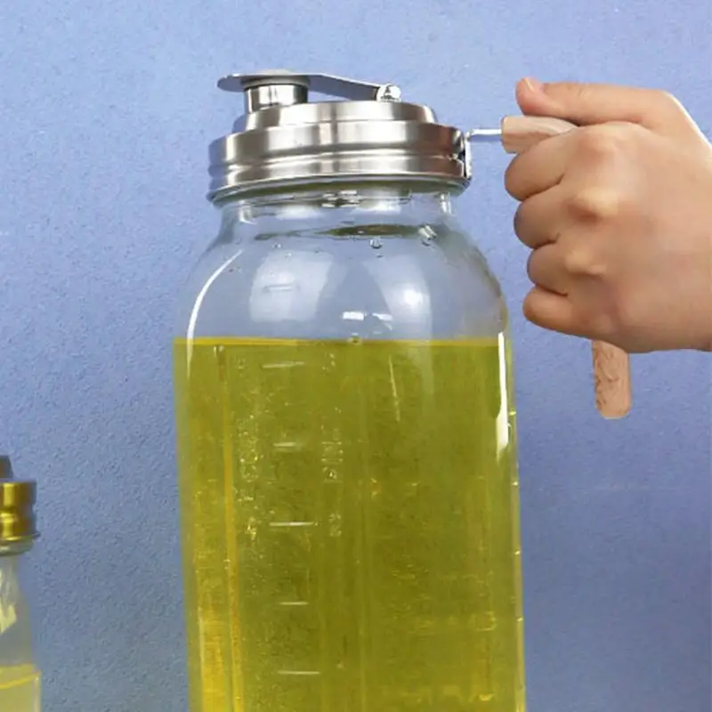 Stainless Steel Wide Mouth Mason Jar Pour Spout Lid Seal Bottle Cover Spout Lid Handle Leak Proof Kitchen Tool